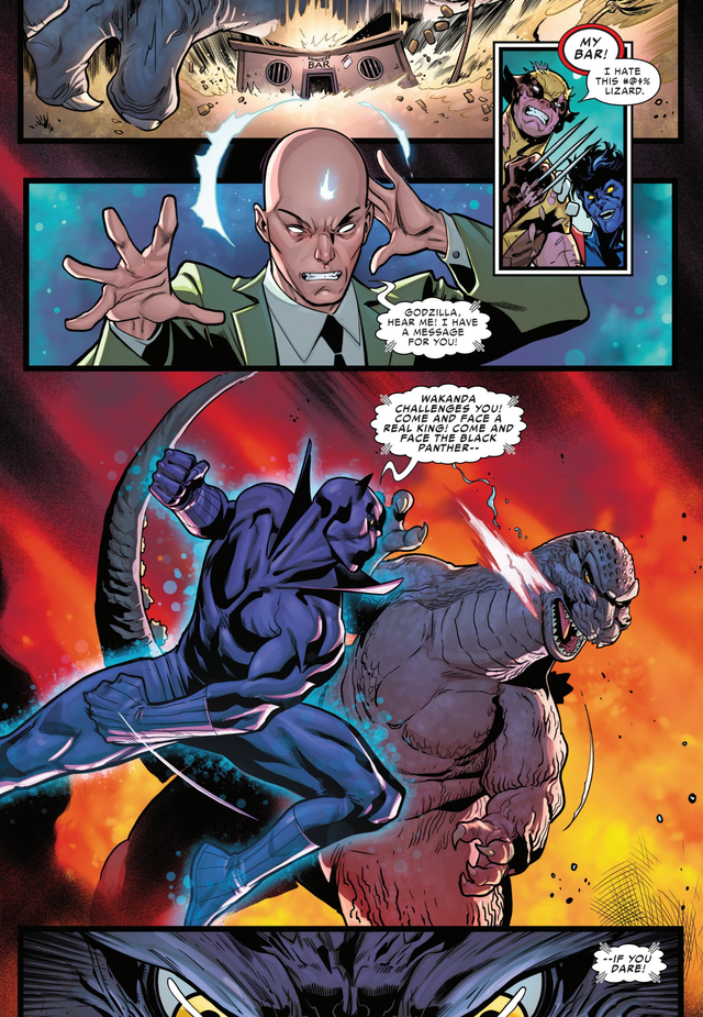 Godzilla Destroys The Marvel Universe ISSUE 3 (2025) - PACO MEDINA Prof. X Nightcrawler Cyclops Black Panther Wolverine X-men Comic Art