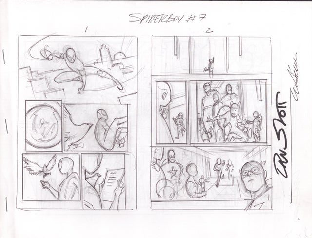 Paco Medina and Dan Slott - Spiderboy Issue 7 layouts Comic Art
